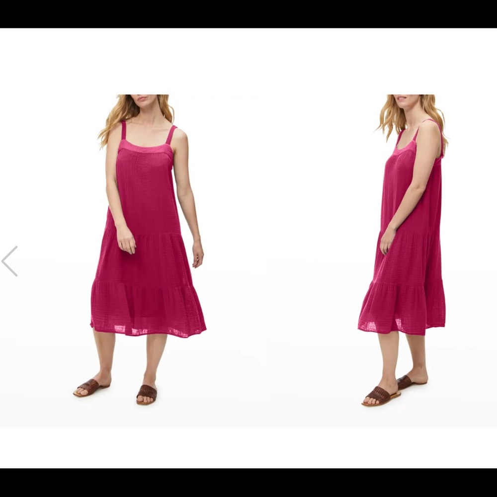 Michael Stars Evie Crinkle Gauze Tiered Midi Dress